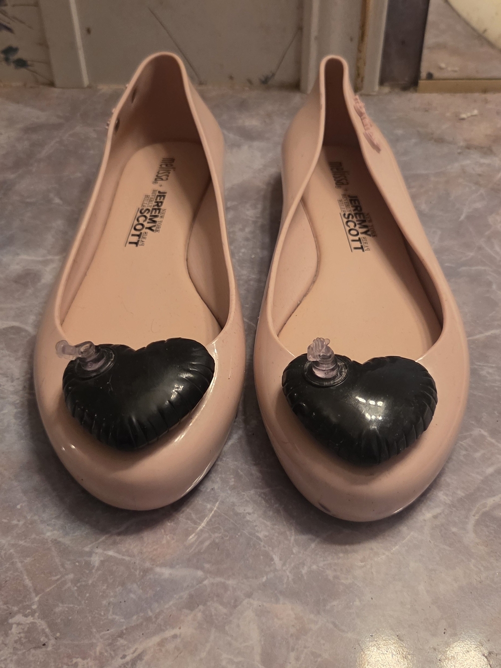 Jeremy Scott Women's Pink Heart-Embellished Flats